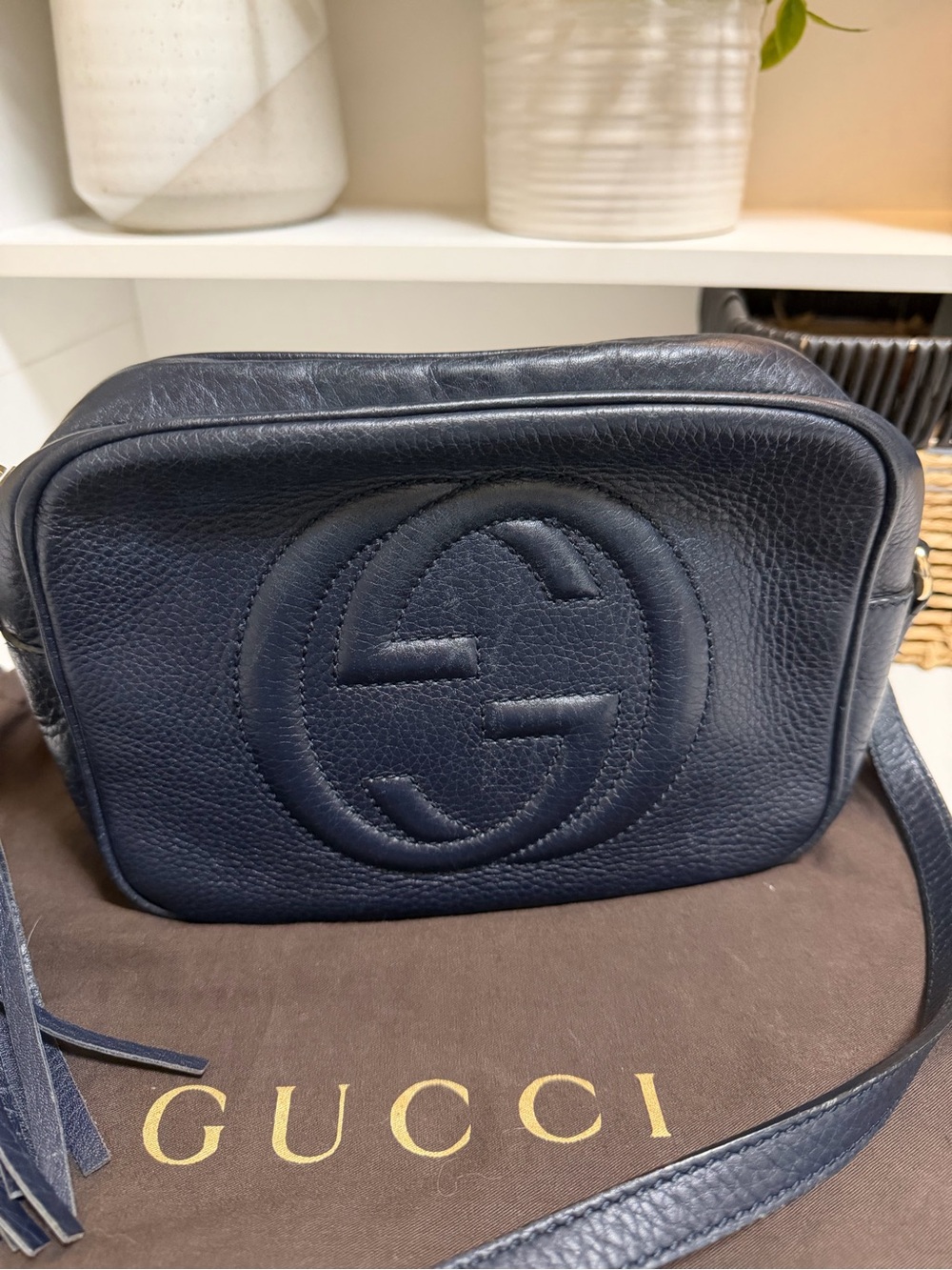 Authentic GUCCI Blue leather Soho Disco Crossbody Bag & dust bag - Picture 3 of 16